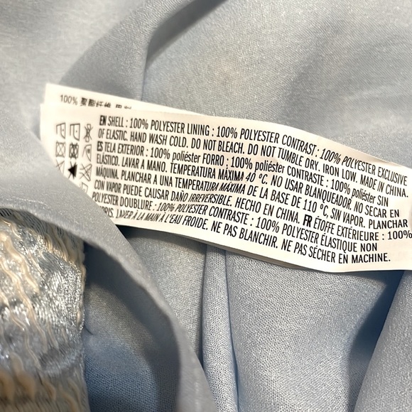 Puff Sleeve Jacquard Silver Blue Dress - Picture 13 of 13